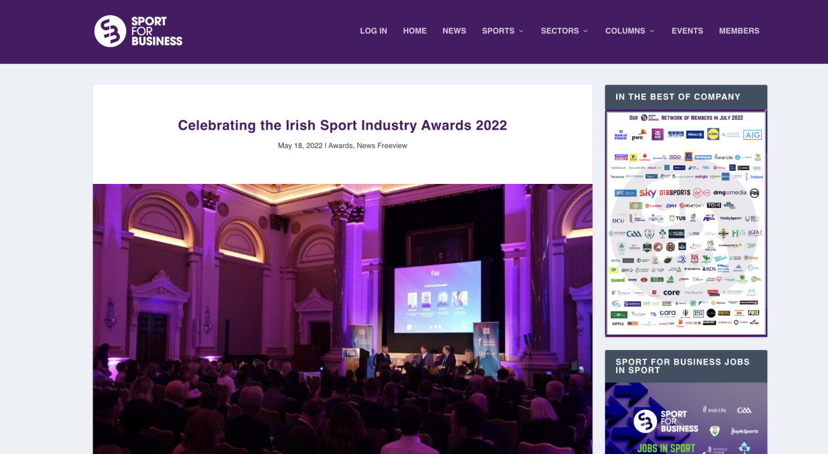 Celebrating the Irish Sport Industry Awards 2022 Clubforce