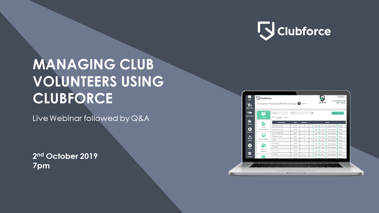 Managing Club Volunteers using Clubforce