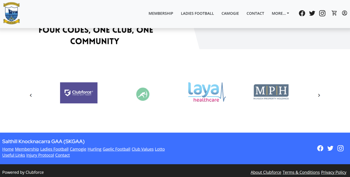 Salthill knocnkacarra example of sponsorship inside Clubforce club website builder platform