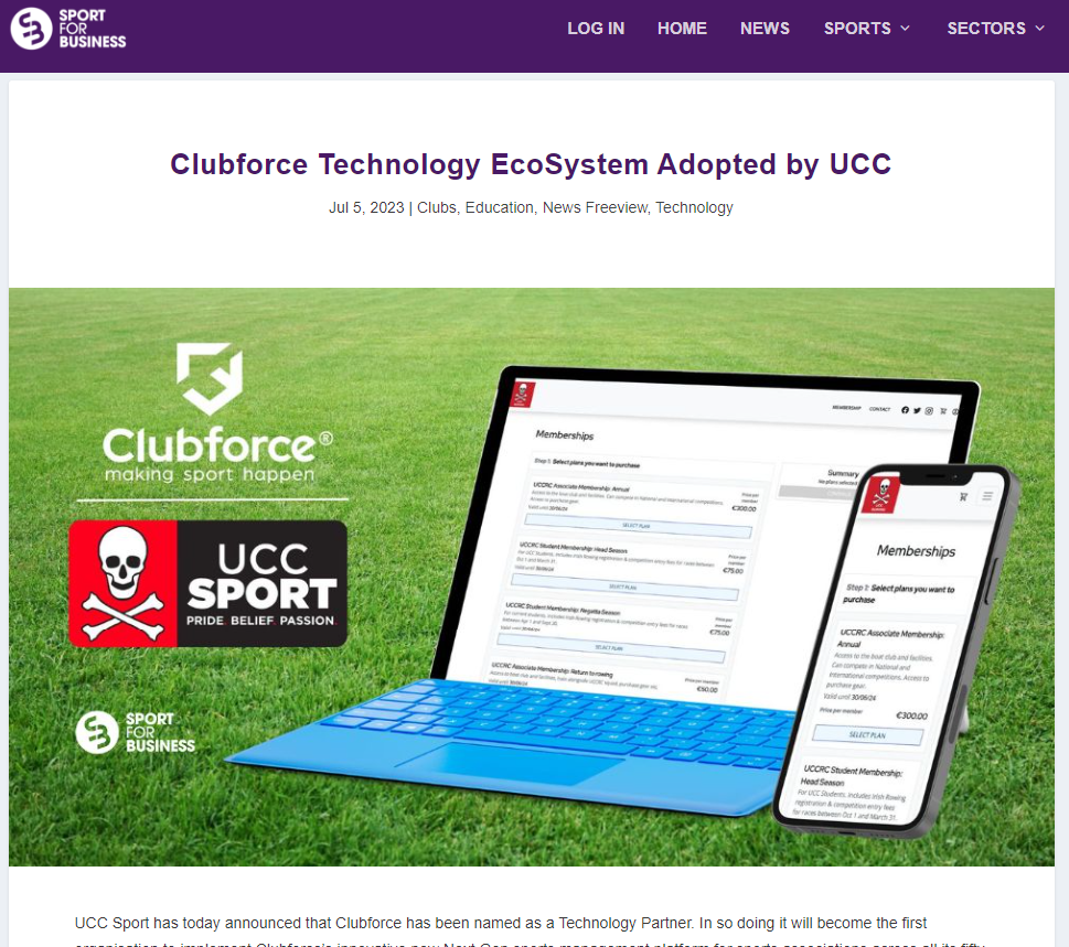Clubforce technology ecosystem adopted by UCC