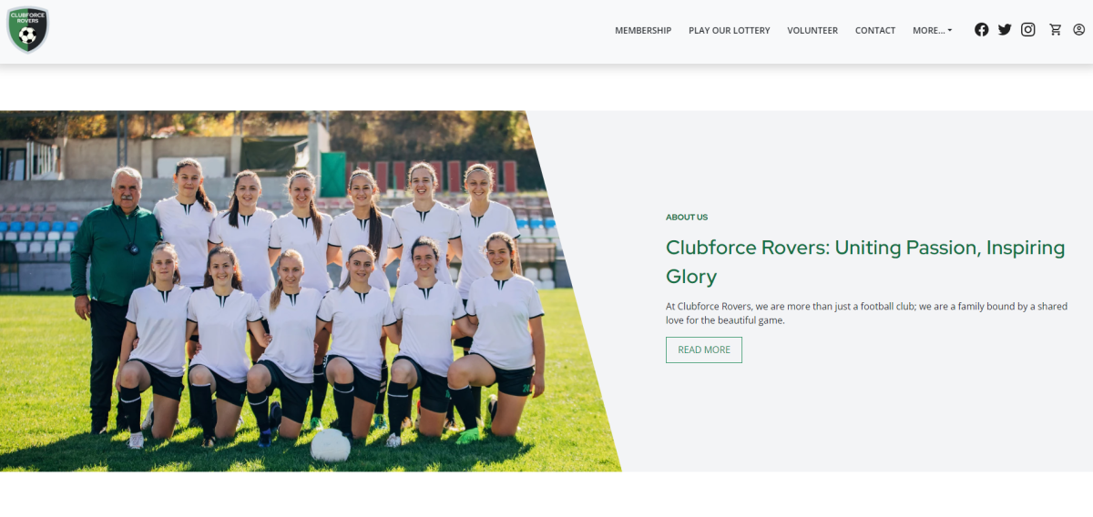Clubforce club website homepage about us